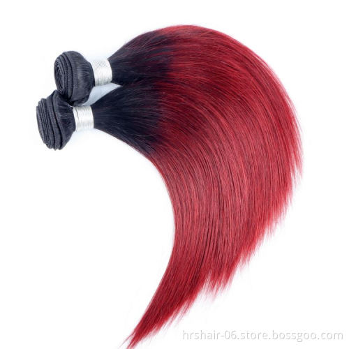 extention  Wine Colour raw Wholesale 99j bundle with closure european silky straight human hair 1b~99j cherry red bundles